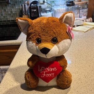 Plush Fox with Heart - Brown and White